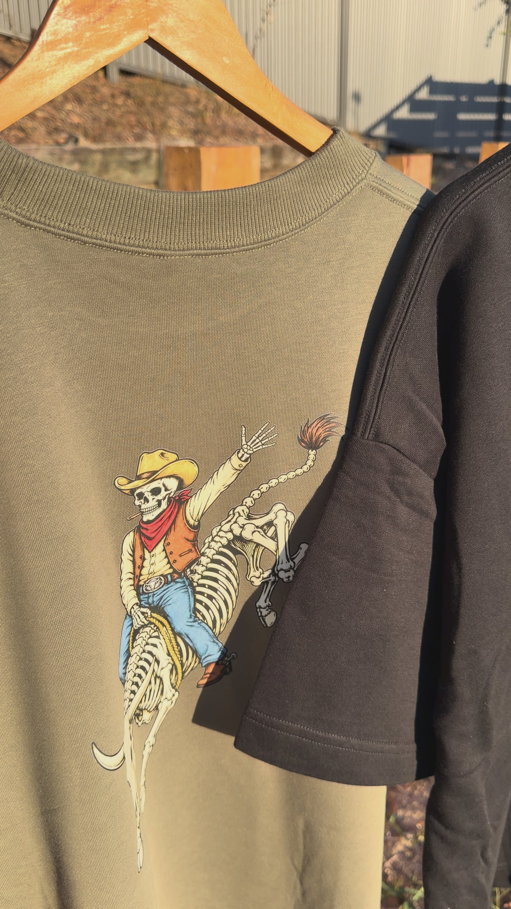 HEAVYWEIGHT French Terry T-shirt - Skele-Bucking Bull