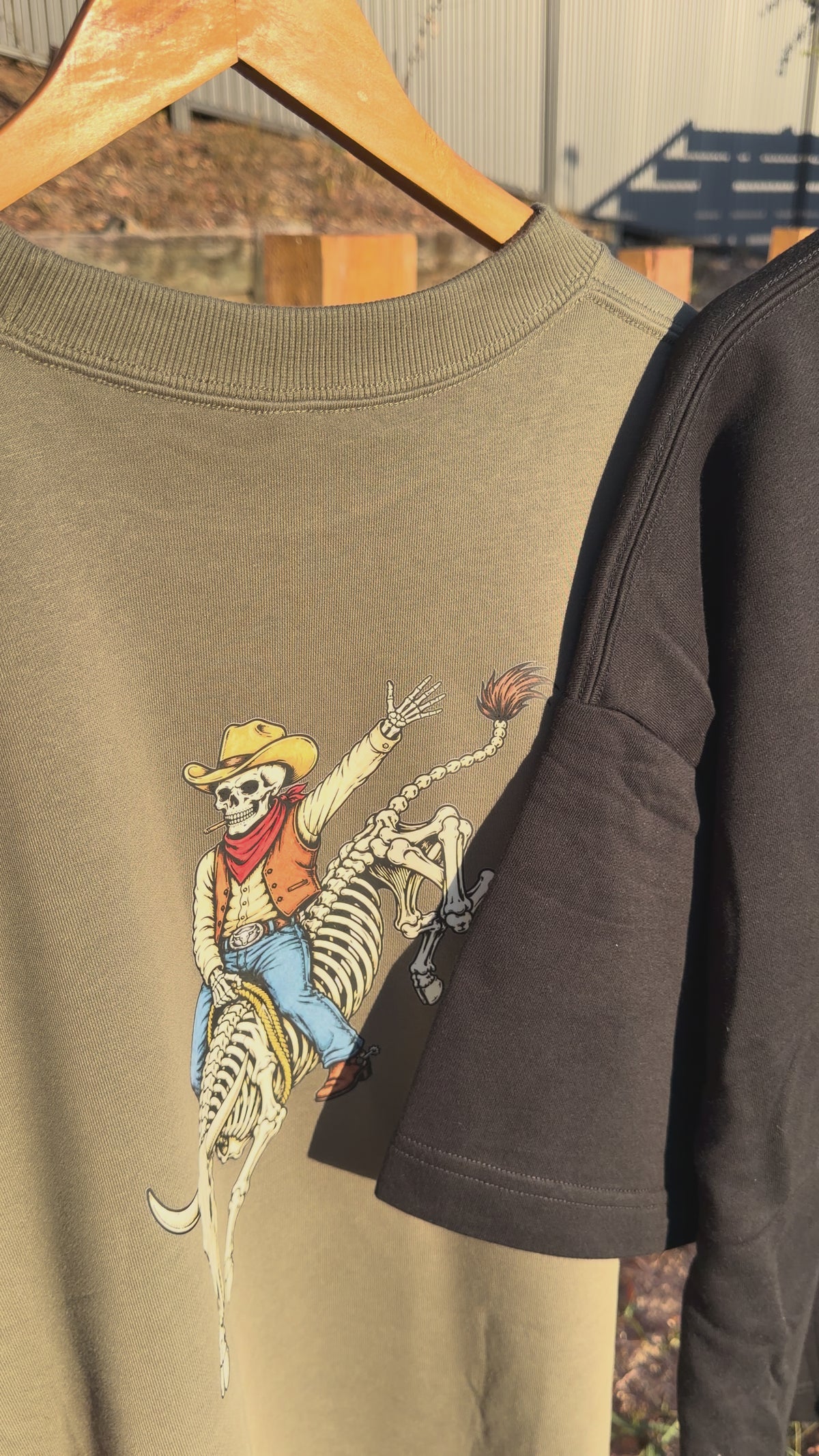 HEAVYWEIGHT French Terry T-shirt - Skele-Bucking Bull